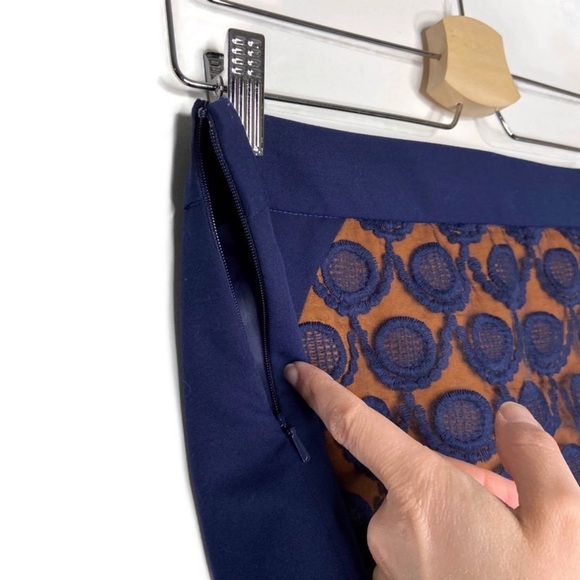 Vero Moda Blue and Orange Lace Overlay Micro Mini Skirt - Picture 5 of 8